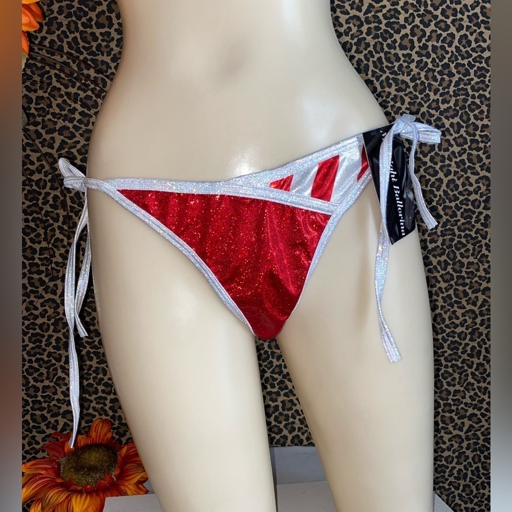 🦋B2G1🦋MIDNIGHT BALLERINA Candy Cane Side Tie Thong Bottom O/S Dance Wear